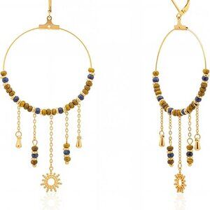 Wangler Dangle Earrings Natural Stone Hoop Earrings